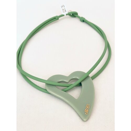 Колье Enzo Benzo, муранское стекло, каучук, зеленый сердце из стекла
