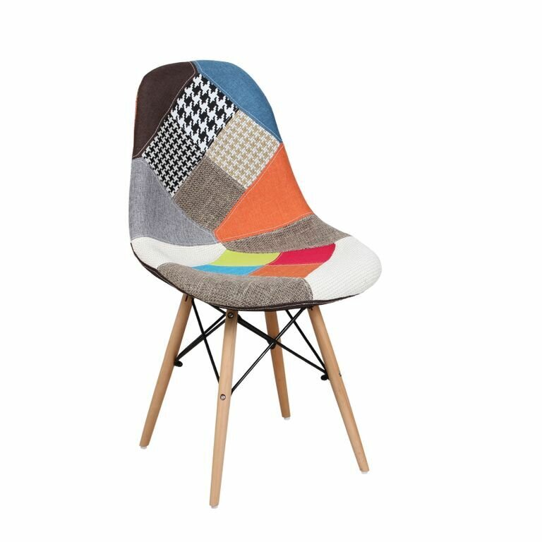 Стул обеденный ecoline дизайнерский Модерн WX-504 цвет сиденья пэчворк, ножки светлый бук