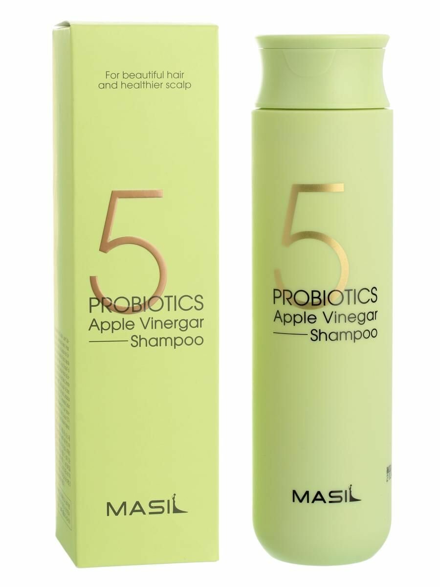 Шампунь для волос бессульфатный с яблочным уксусом 300 мл, 5 PROBIOTICS APPLE VINEGAR SHAMPOO, Masil