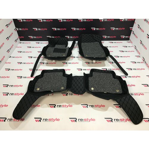 Ковры салона 3D Mazda CX-5 11-16г Левый руль Черные с черной строчкой (001)