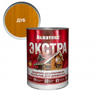 Защитно-декоративное покрытие для дерева акватекс экстра алкидное, полуглянцевое, дуб 0,8л