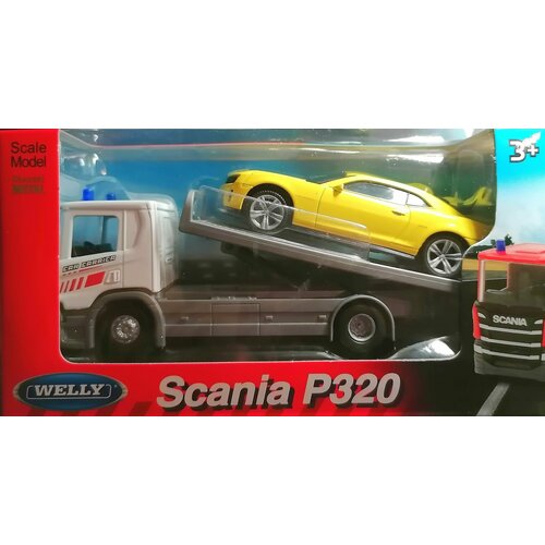 Набор моделей машин WELLY, Грузовик Scania (1:57), Chevrolet Camaro ZL1 (1:43) грузовик welly armor squad 99196 1 100 темно зеленый