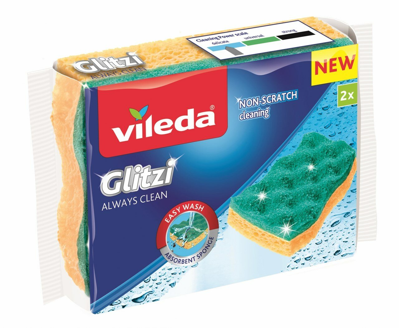 Губки для мытья посуды Glitzi ALWAYS CLEAN 2шт VILEDA