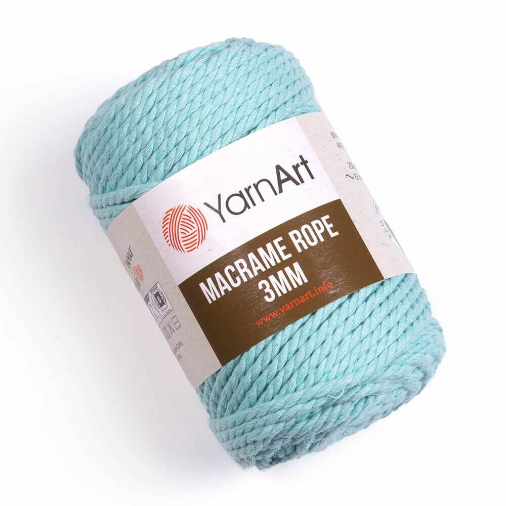 Пряжа YARNART Macrame Rope 3mm, св. гол. бирюза - 775, 60% хлопок, 40% вискоза & полиэстер, 4 мотка, 250 г, 63 м.