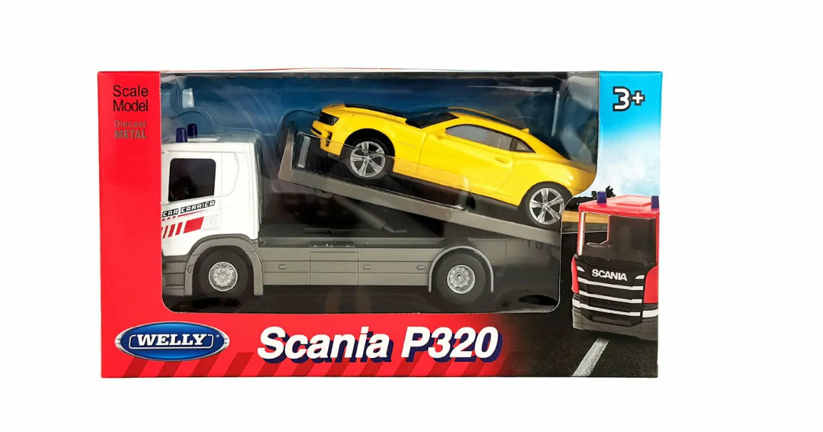 Набор машин WELL Y Грузовик Scania 1:57 Chevrolet Camaro ZL1 1:43 92662-2GW(D) WELLY