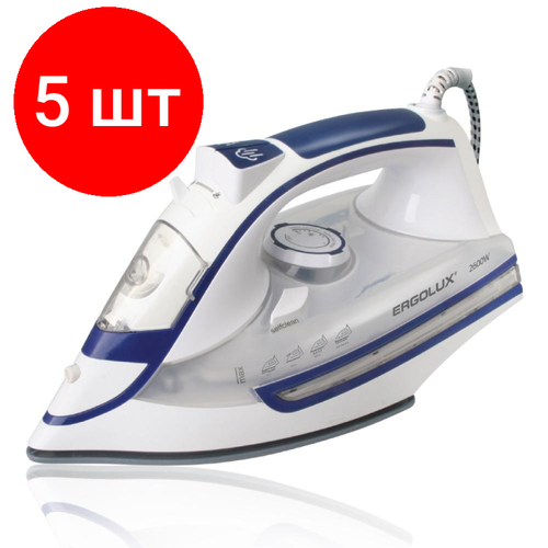 Комплект 5 штук Утюг ERGOLUX ELX-SI03-C35 белыйсиний паровой керамика 2600Вт 220-240В 2175700₽