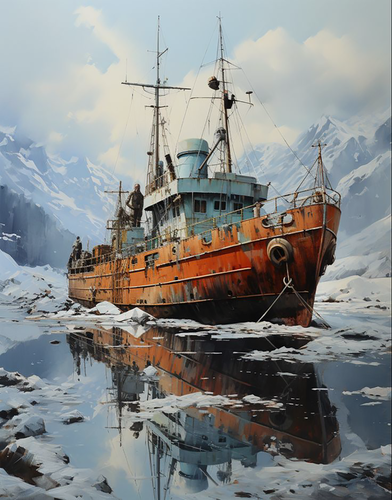 Изображение товара Картина по номерам "Корабль в Арктике" 40х50 см, хлопковый холст на подрамнике, акрил, Hobby Home