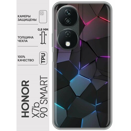 Дизайнерский силиконовый чехол для Honor X7b / Honor 90 Smart Геометрия неона силиконовый чехол на honor x7b хонор x7b enjoy every moment мрамор
