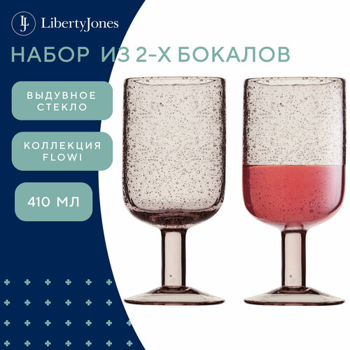фото Бокал для вина flowi, 410 мл, стеклянный, розовые, набор из 2 шт, liberty jones, hm-lj-fl-wgls-p410-2