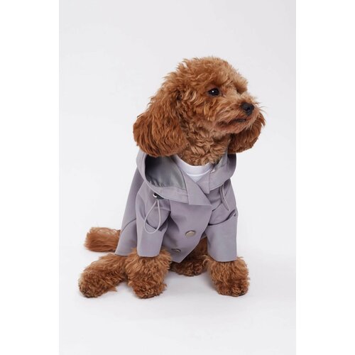 Плащ с капюшоном серый для собак M