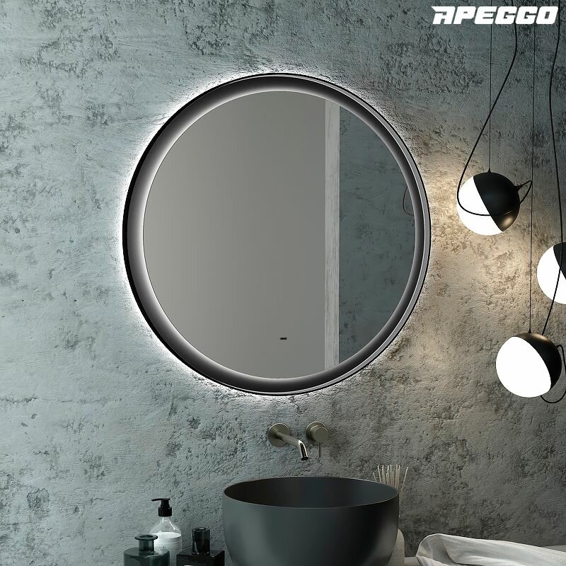 Зеркало Apeggo Flor Led D 800 с бесконтактным сенсором, черный