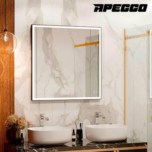 Зеркало для ванной Apeggo Jazmin Led 800х800 реверсивное крепление черный 16690₽