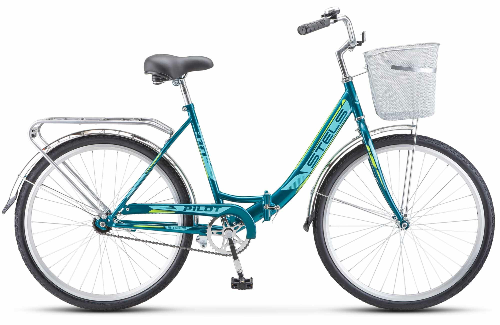 фото Велосипед складной STELS Pilot-810 26" Морская волна, с корзиной