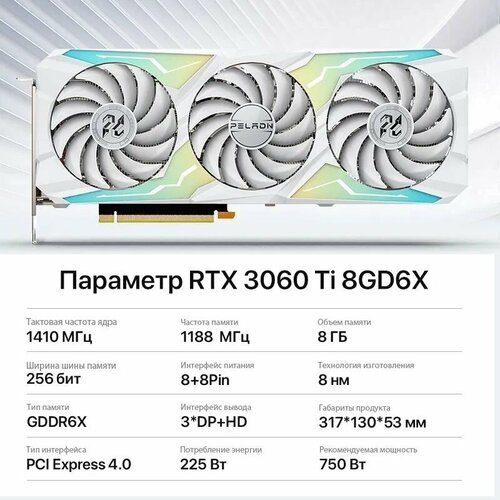 Видеокарта RTX 3060 ti DDR6X Peladn 4000000₽