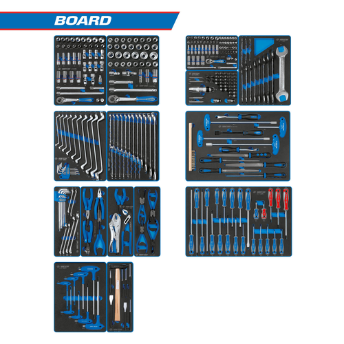 KING TONY 934-325MRVD набор инструментов board для тележки, 15 ложементов, 325 предметов набор инструментов лидер для тележки 14 ложементов 270 предметов мастак 5 00270