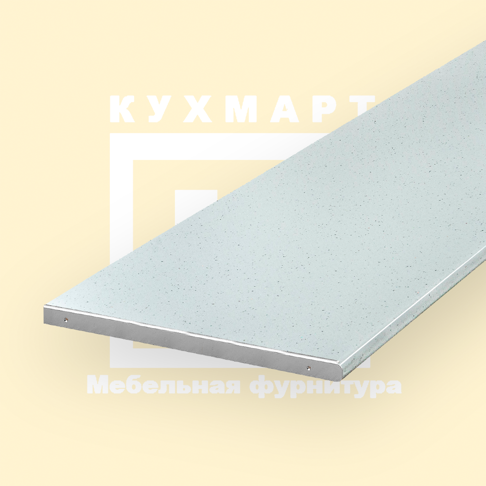 фото Столешница для кухни Скиф 800х600x38мм с торцевыми планками . Цвет - Ледяная искра белая, глянец
