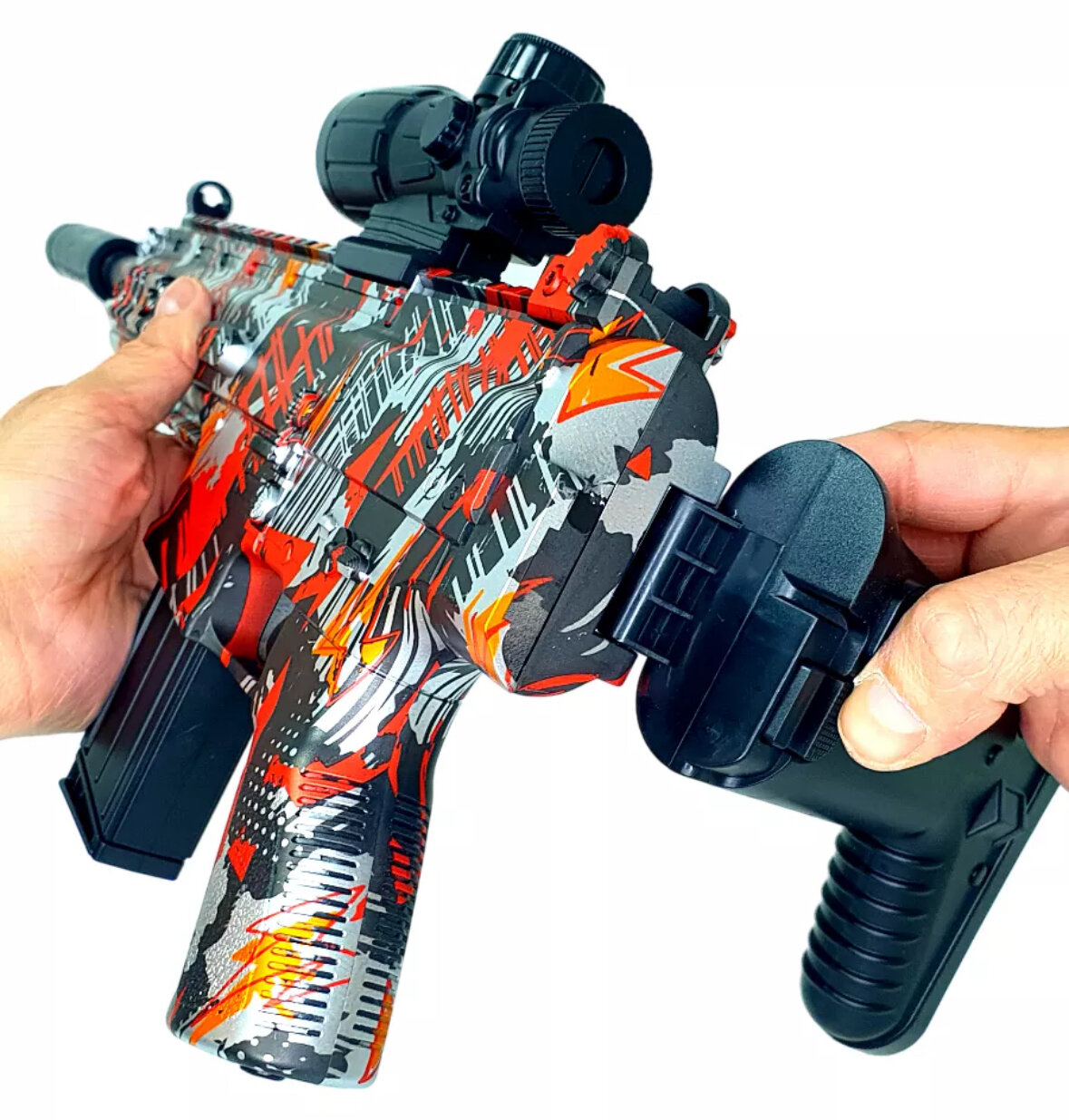 Игрушечное оружие автомат /Снайперский бластер стреляет орбизами/ Пневматическая винтовка на аккумуляторе с автоматическим режимом стрельбы, красный