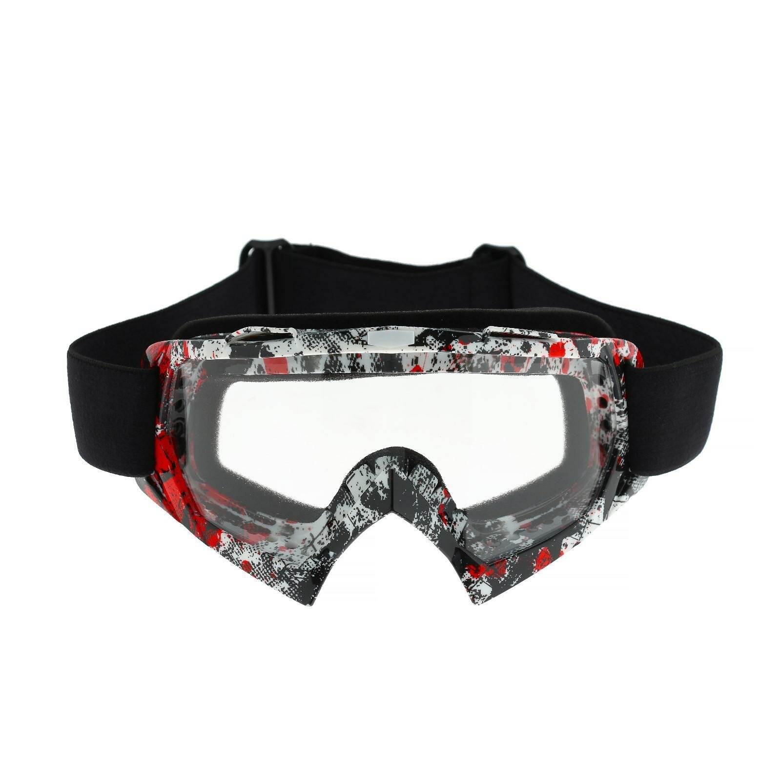 Очки-маска для езды на мототехнике, стекло прозрачное, цвет красный-черный, ОМ-21 (1шт.)