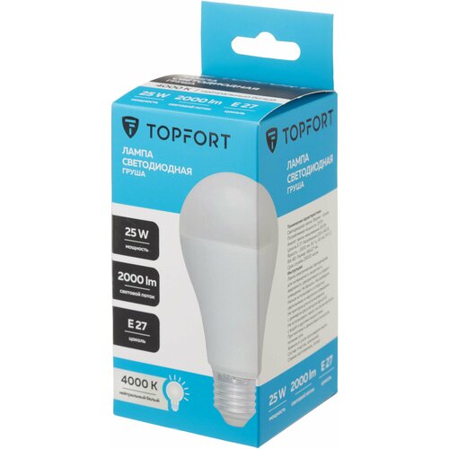 Лампочка светодиодная E27 TOPFORT 25 Вт 4000K груша 195₽