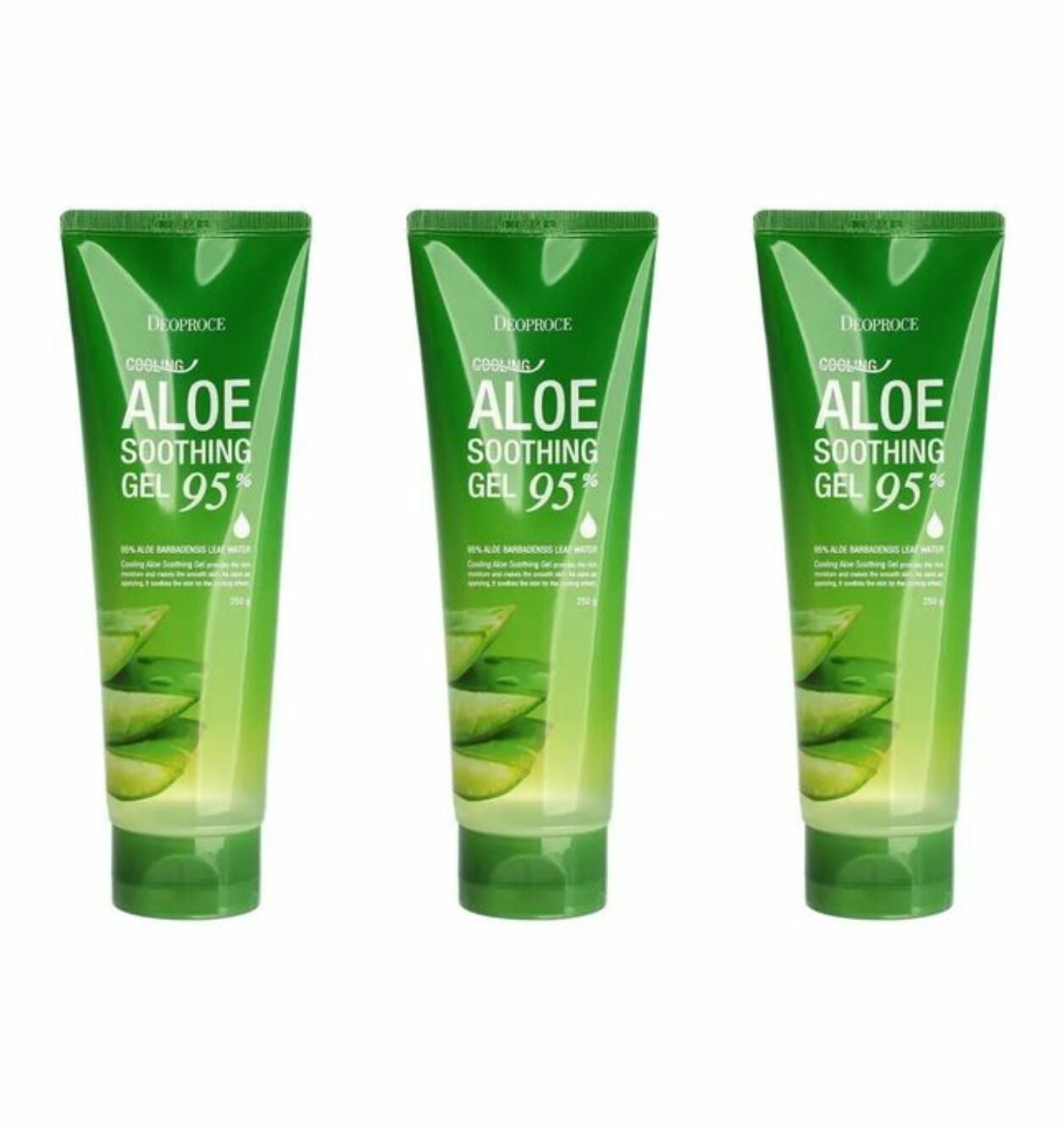 Deoproce Cooling Aloe Soothing Gel Гель для тела, алоэ 95%, 250 мл, 3 штуки.