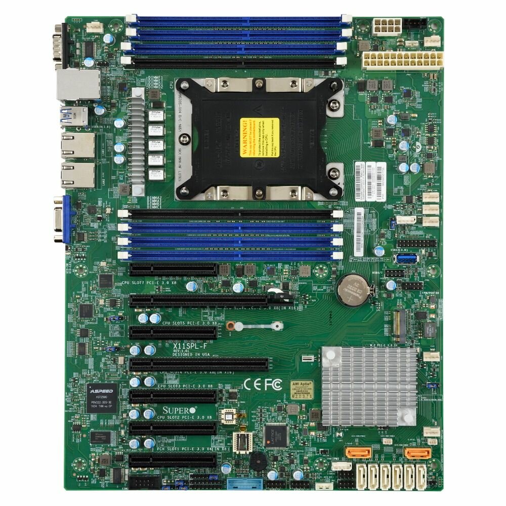 Материнская плата SuperMicro SuperMicro MBD-X11SPL-F-B ATX LGA 3647 8xDDR4 slots 8xSATA3 8xUSB2.0 5xUSB3.0 1xVGA OEM {10} (100084) (incl. 1x I/O Shiel