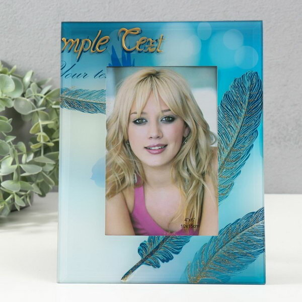 фото Фоторамка стекло "TZCH-021" 10х15 см, цв. синий