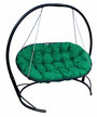 Диван m-group мамасан подвесной чёрный, зелёная подушка