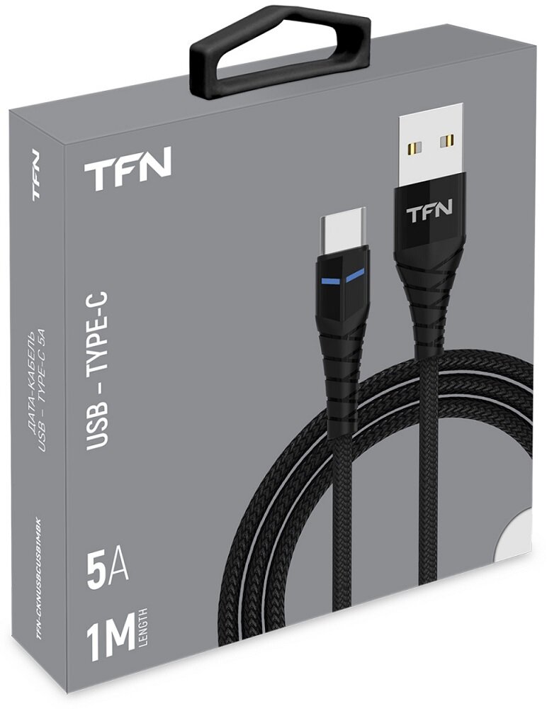 Кабель TFN Knight, USB A (m), USB Type-C (m), 1м, черный [tfn-cknusbcusb1mbk] - фото №4