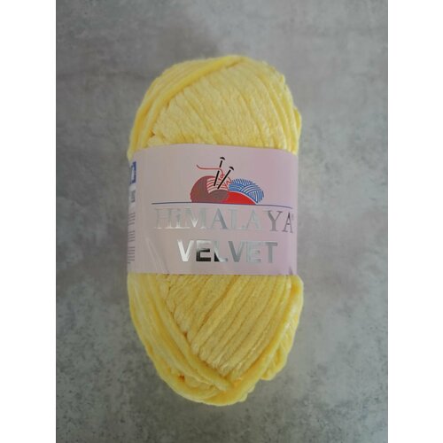 Плюшевая пряжа Himalaya Velvet желтый 90013, 1 шт