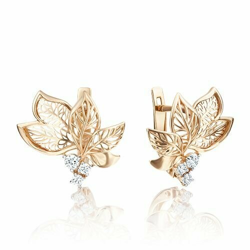 Серьги PLATINA красное золото 585 проба фианит красный 39197₽