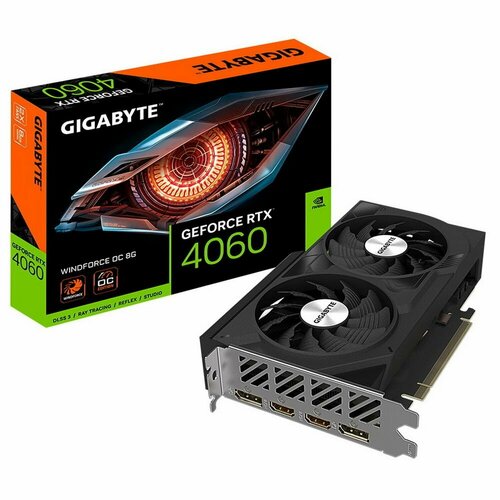 Gigabyte Видеокарта Gigabyte RTX4060 WINDFORCE OC 8GB GDDR6 128-bit DPx2 HDMIx2 2FAN RTL GeForce RTX 4060