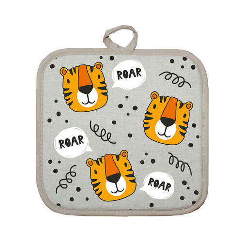 S-CHIEF ПЛ-018 Прихватка Новый год полулён 50 хлопок 50 лен 18 х 18 см Тигр мордочки УТ-0011475 597₽