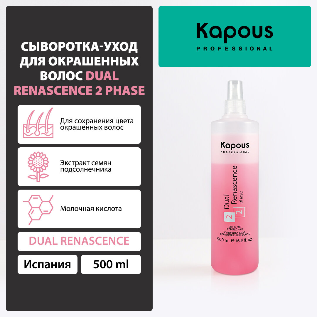 Kapous Professional Сыворотка-уход для окрашенных волос Dual Renascence 2 phase