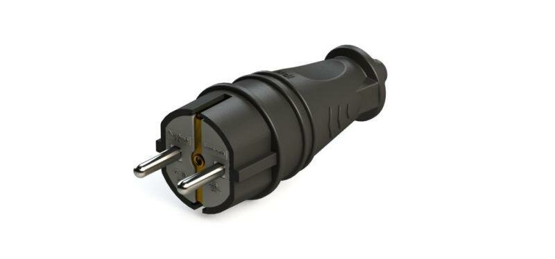 фото Вилка MultiSet 2К+З 16А/250В IP44 прямая каучуковая черн. SE MST4001BK