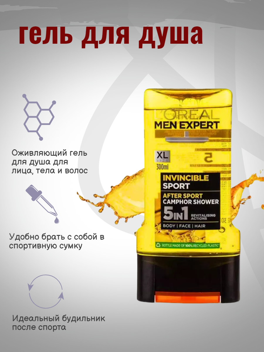 Мужской гель для душа L'Oreal Men Expert Invincible Sport 300 мл