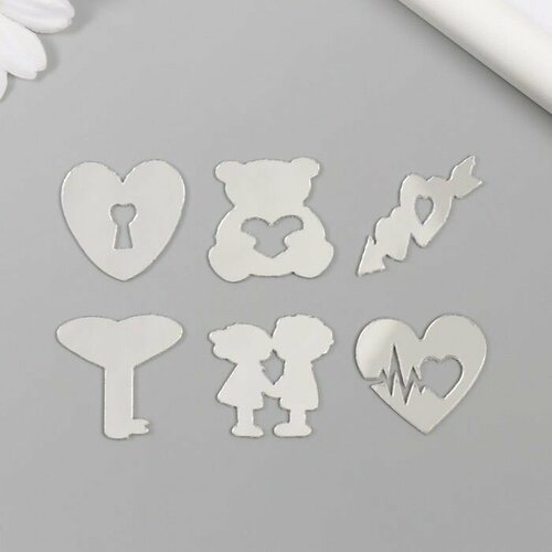 Декор для творчества пластик зеркальный Любовь набор 6 шт 432₽