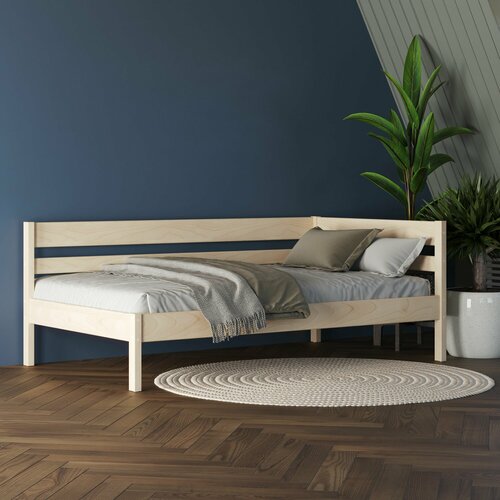 Кровать односпальная, 100х200 см, Hansales, деревянная, с дополнительной боковой спинкой справа