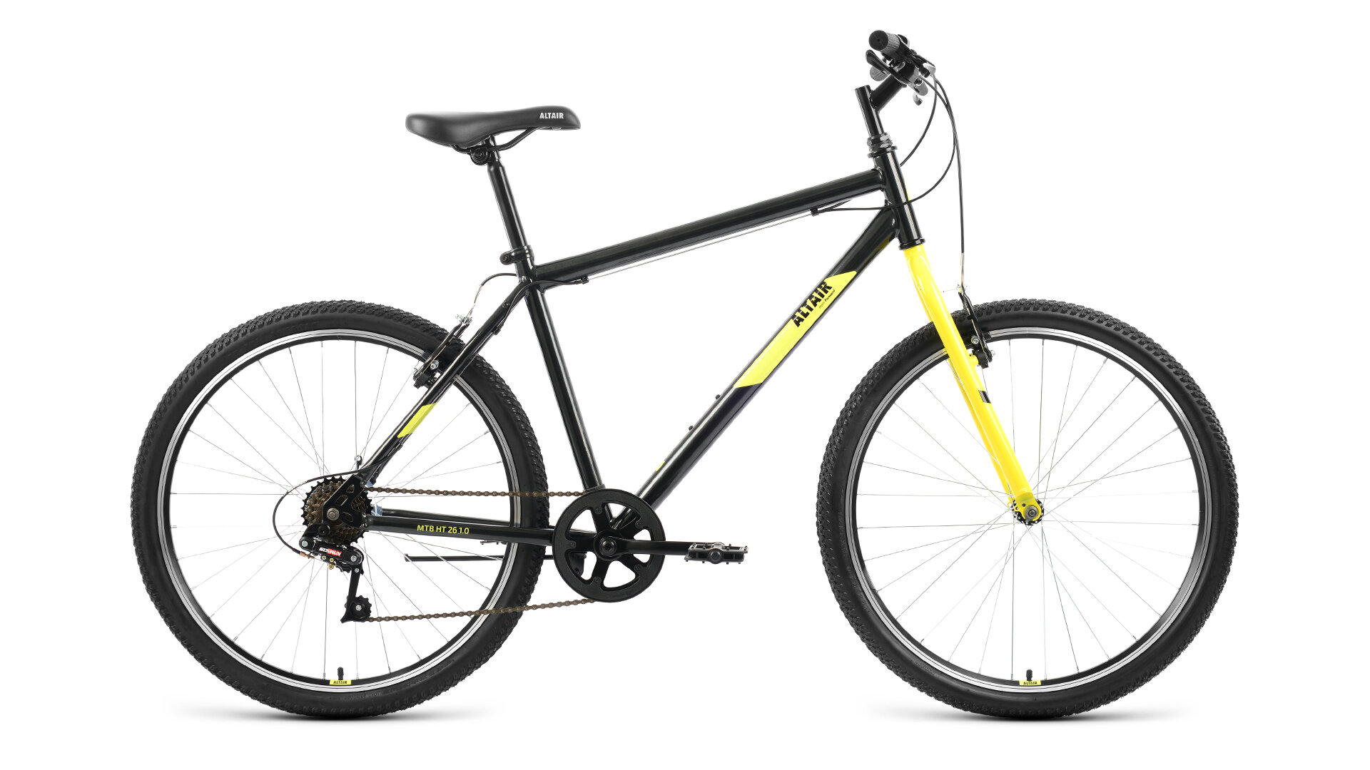 Велосипед горный FORWARD ALTAIR MTB HT 26 1.0, 2022 рама 19 черный/желтый