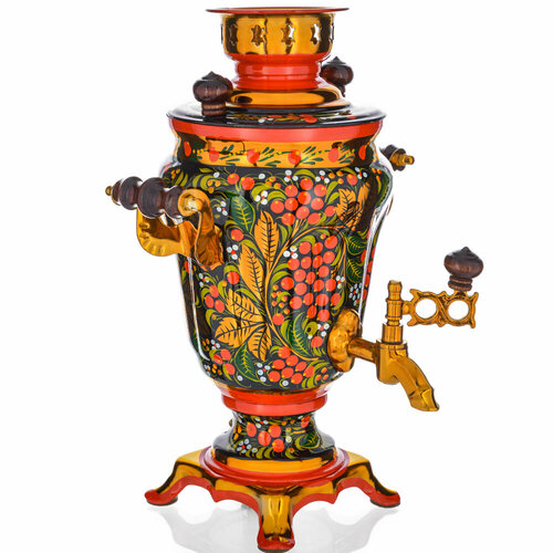 Самовар электрический 15 литра с художественной росписью Рябина в зелени формы Тюльпан 11490₽