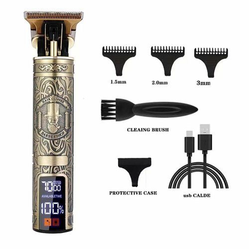 Профессиональная машинка для стрижки волос с масляной головкой перезаряжаемая с цифровым дисплеем металлический корпус белая отделка для взрослых 86200₽