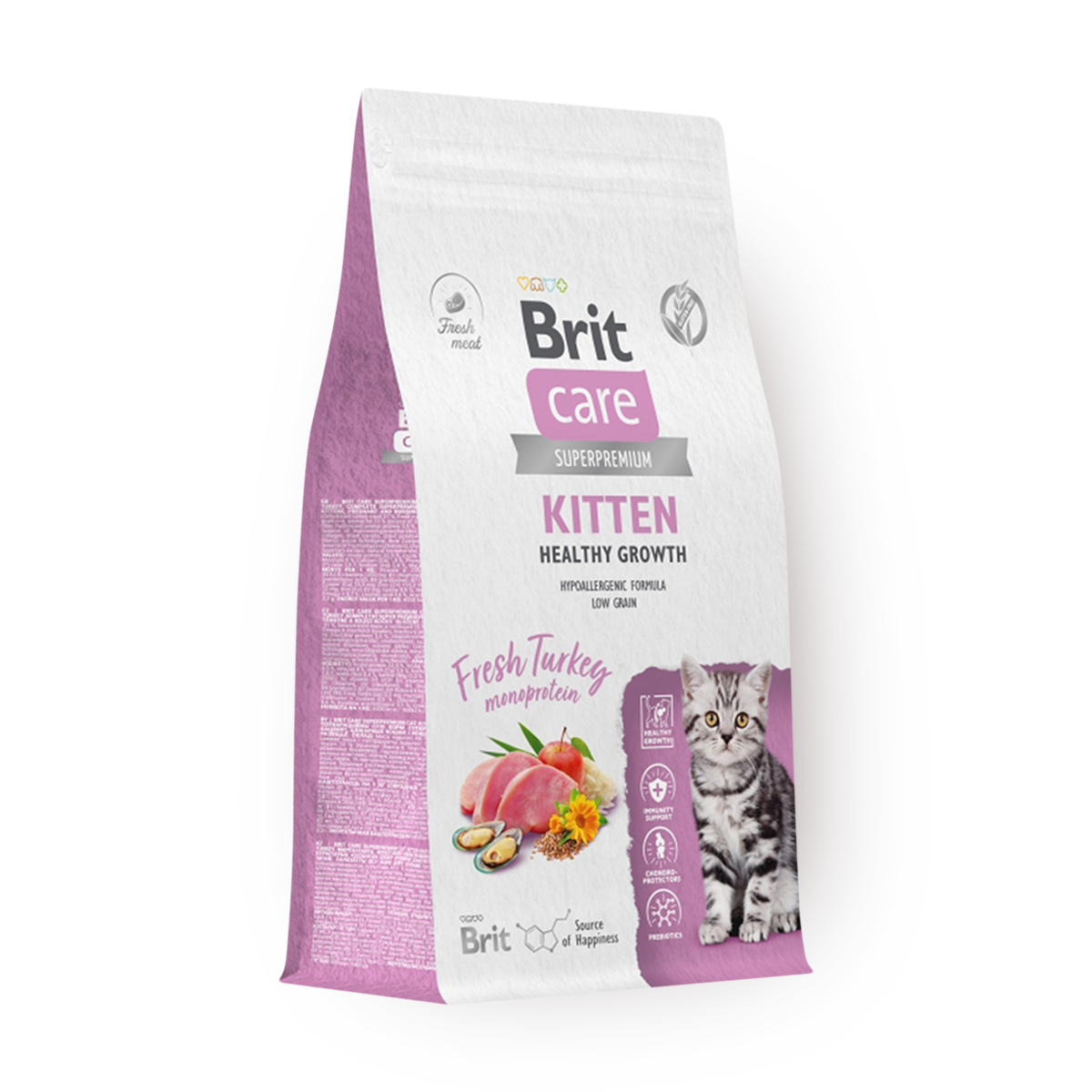 Сухой корм для котят Brit Care Healthy Growth индейка, 400 г