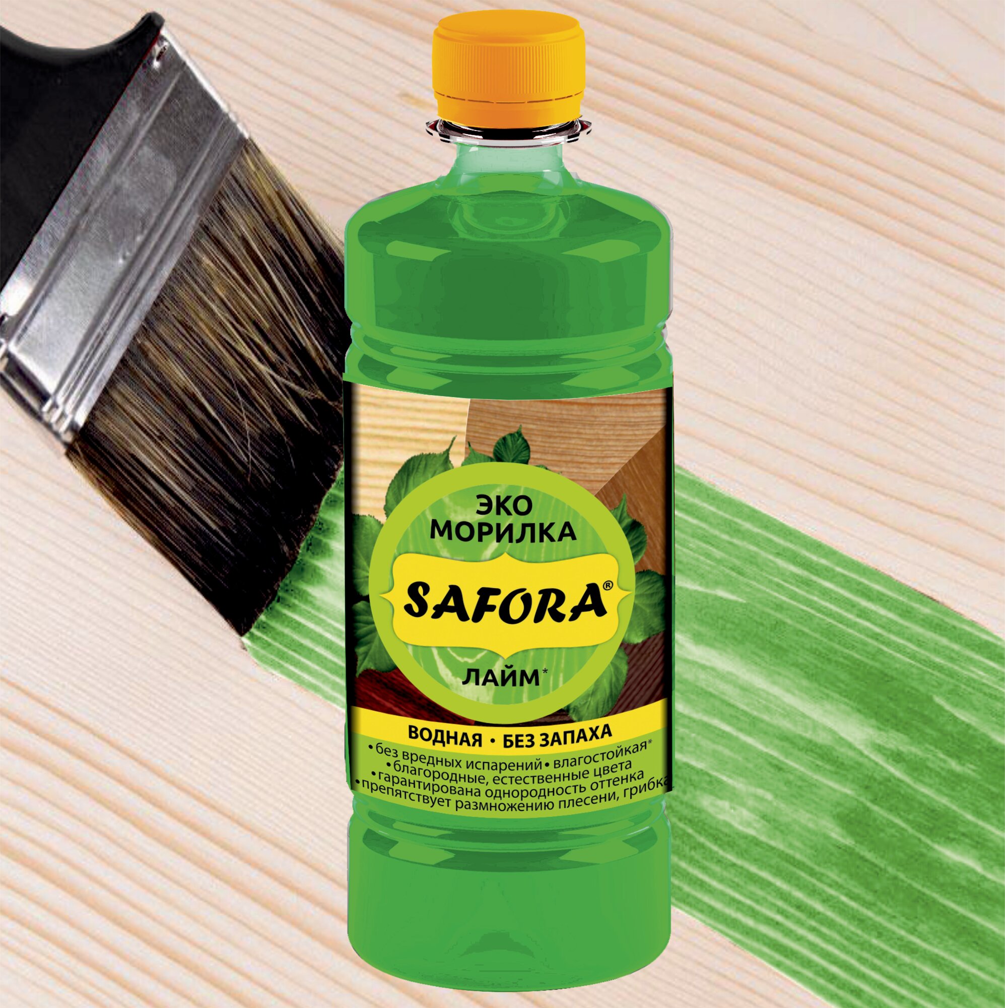 фото Морилка для дерева водная SAFORA, цвет пихта, 500мл