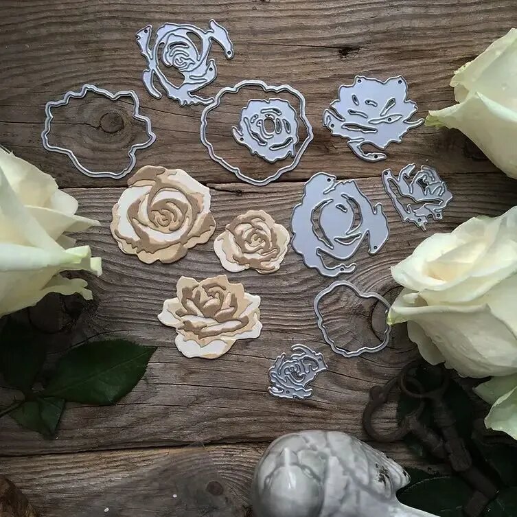 Набор Ножей для вырубки, Розы 3D, материал сталь, размер от 3 до 5 см. 7 ножей