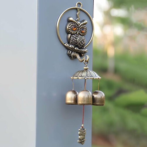 Колокольчик на дверь магазина металлический Сова 3 колокола, винтажный дверной звонок, подвесной колокол для дома