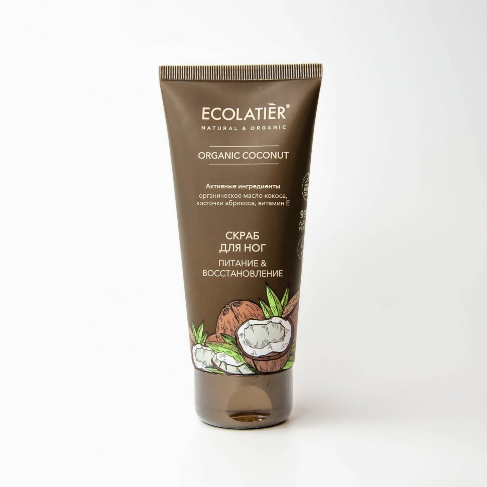 Скраб для ног Питание & Восстановление Кокос Ecolatier Green 100 мл — фото 1
