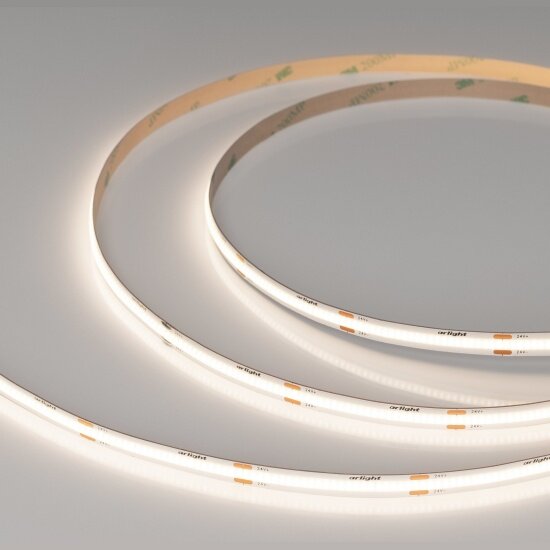 Светодиодная лента Arlight 8W/m 480LED/m CSPSMD холодный белый 5M COB-X480-8mm 24V White6000 / - фото №3