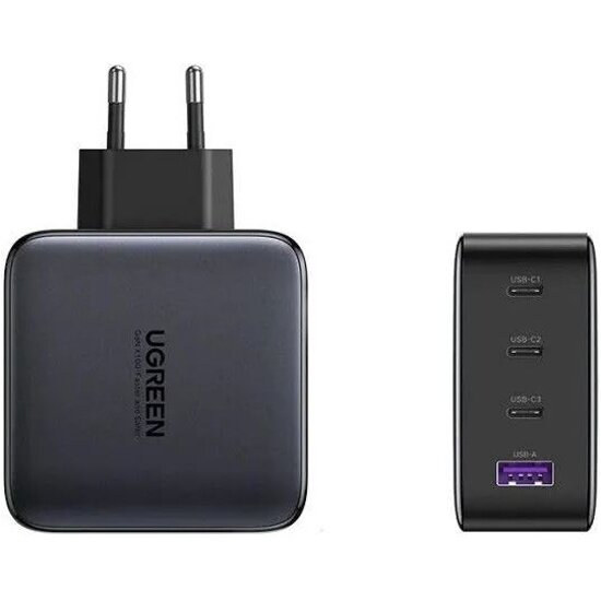 Сетевое зарядное устройство Ugreen USB-A + 3хUSB-C, 100 Вт, GaN Tech Fast Charger, черный — фото 1