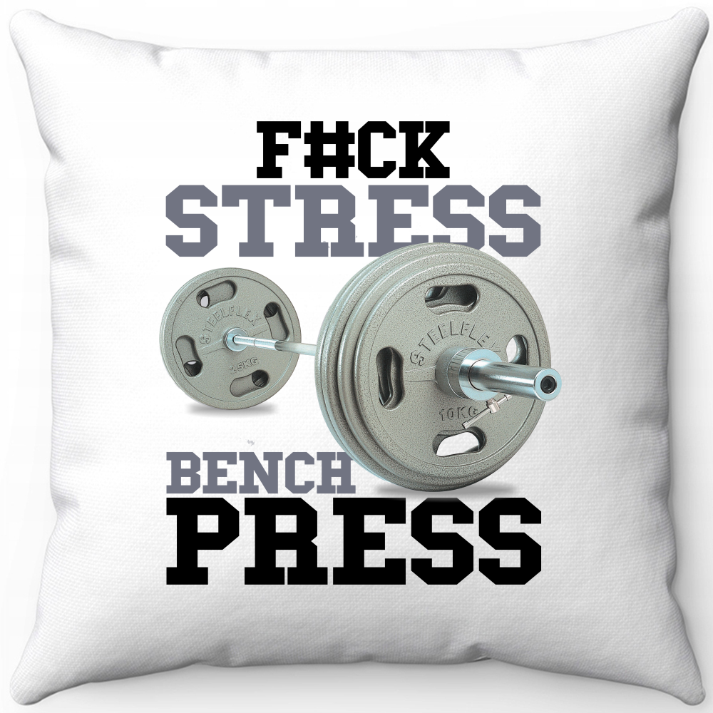Подушка белая fuck stress bench press 40х40