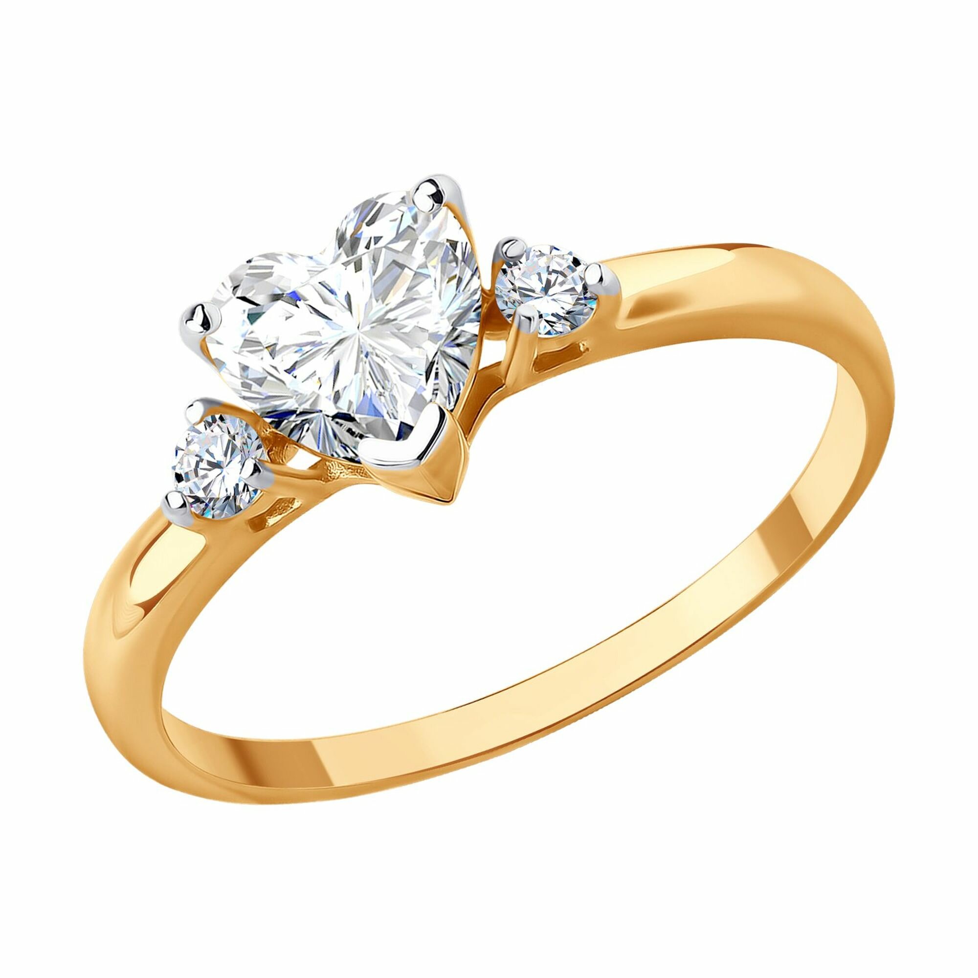 Кольцо Diamant online, красное золото, 585 проба, фианит