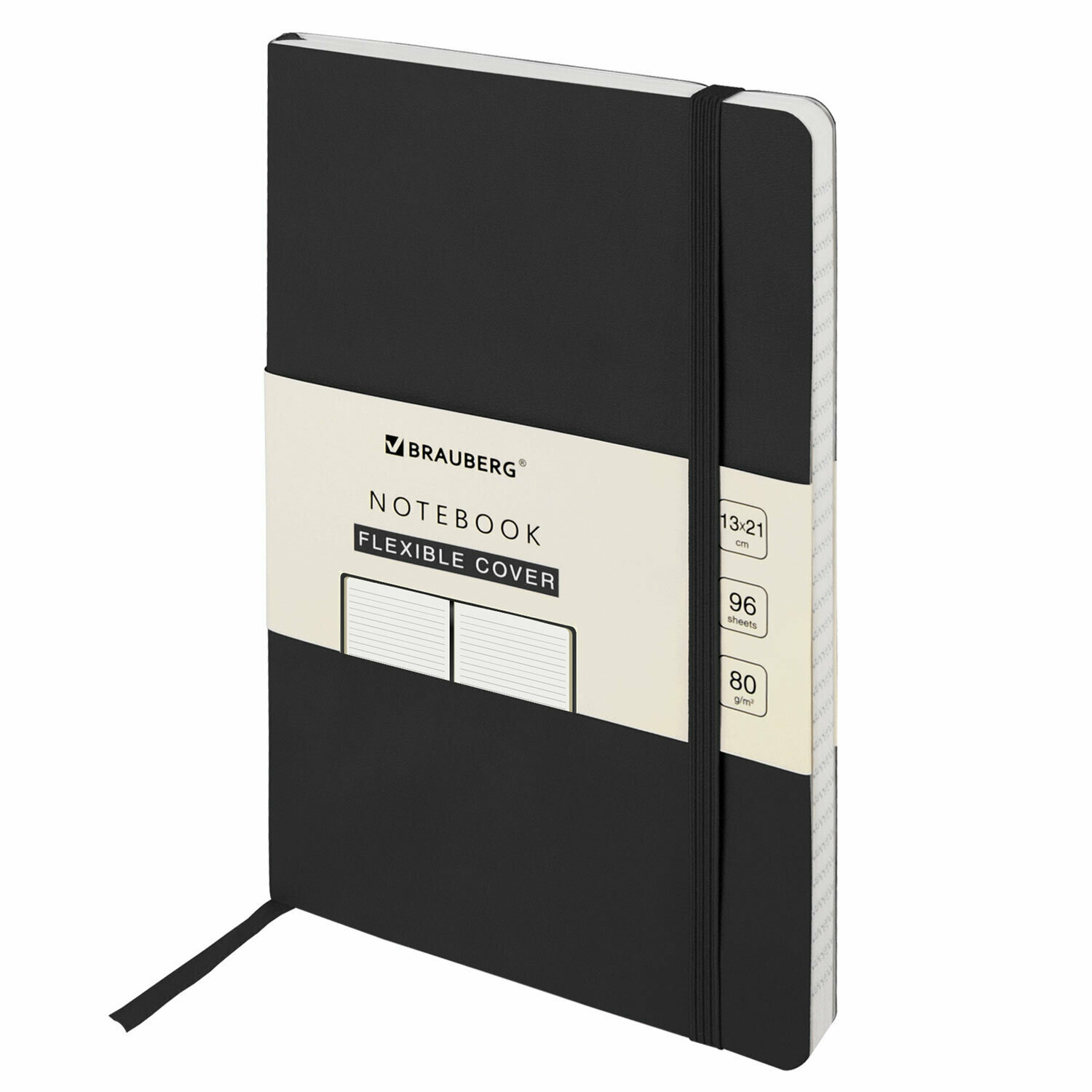 Блокнот Brauberg А5 130х210 мм, Ultra, под кожу, 80 г/м2, 96 листов, линия, черный (113016)